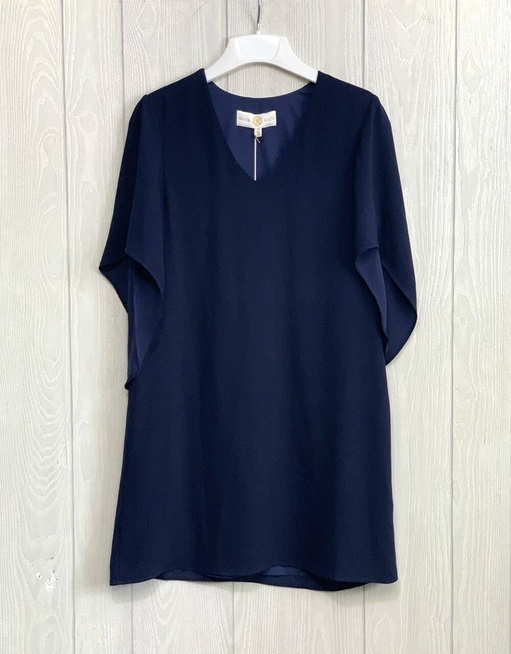 Anna Cate Navy Blue V-Neck Dress XS NWT